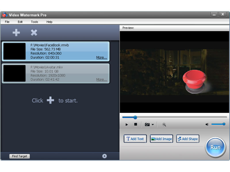 Add watermark to video in batch mode with pro edition.