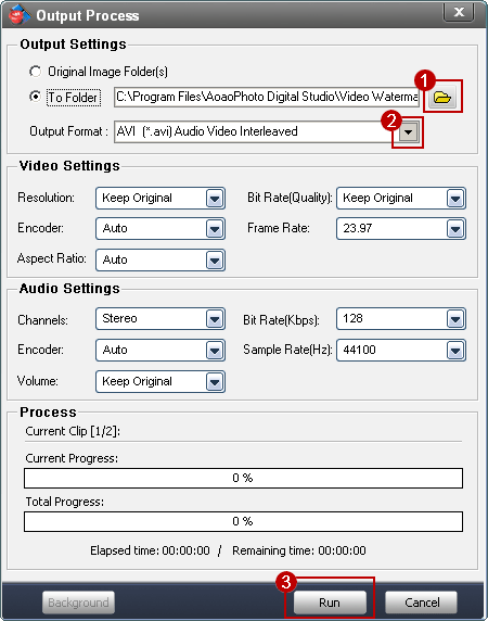 output settings