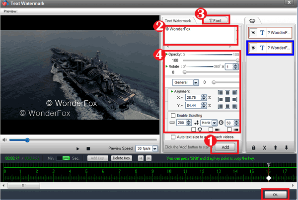 Adding text watermark to video with Video Watermark Pro