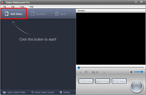 Main interface of Video Watermark