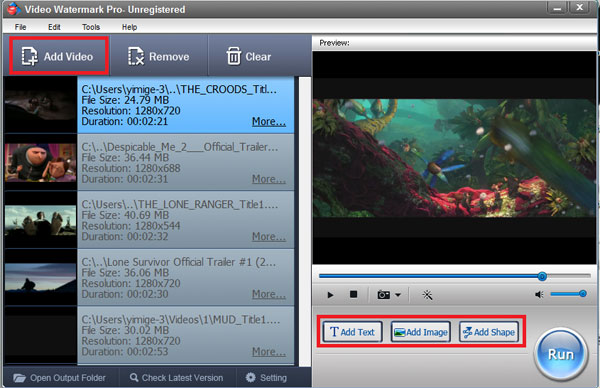 Add Videos to Video Watermark Pro