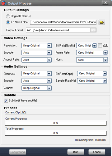 Output Settings and Start Conversion